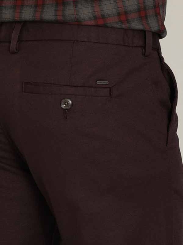 Indian Terrain Men's Slim Fit Solid Purple Trousers